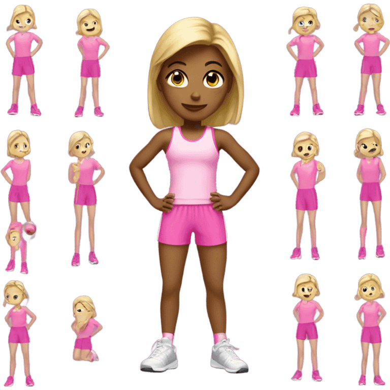 Sport walking blonde girl with pink clothes emoji