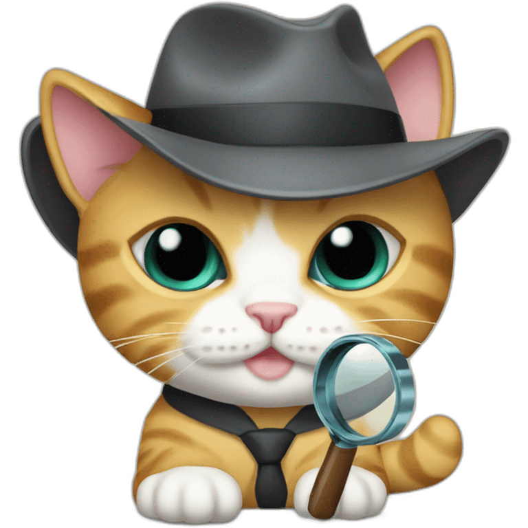 A detective kitten with a magnifying glaa emoji