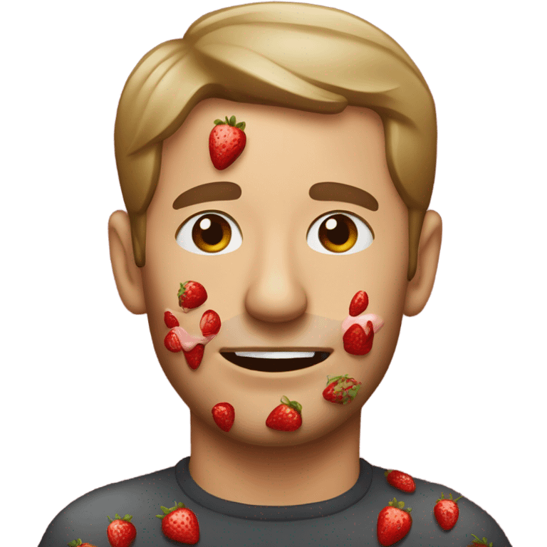 Man with strawberry jam on face emoji