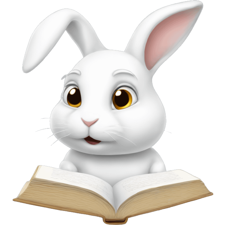 White bunny studying  emoji