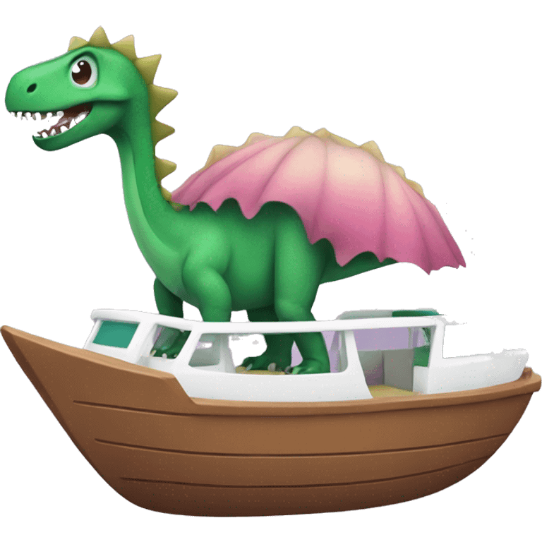 dino on a boat with a tutu emoji