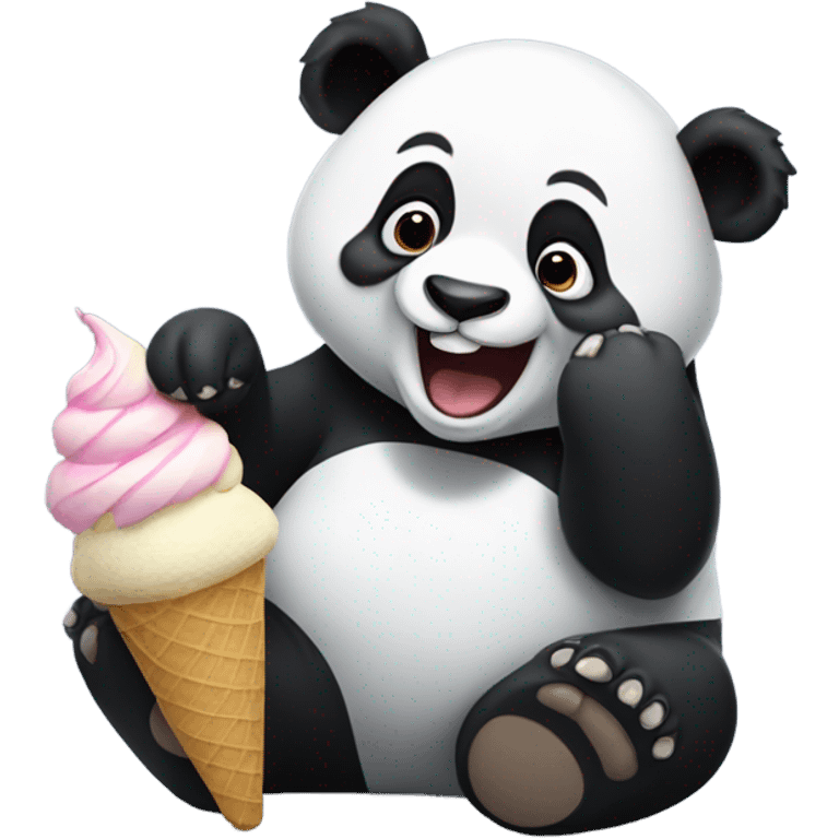 Panda eating ice cream emoji