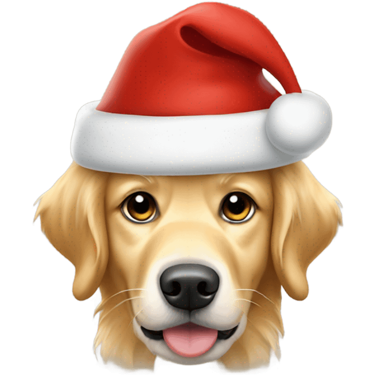 Golden retriever with Santa hat emoji