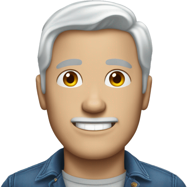 Gray haired white man with very tight blue jeans emoji