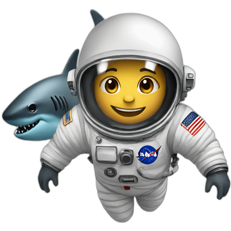 Astronaut with helmet closed riding a shark emoji