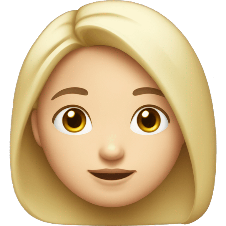 A girl with a round face, small eyes, short eyebrows, prominent teeth, full cheeks, a small nose, a double chin, small lips, and white skin, plump. emoji