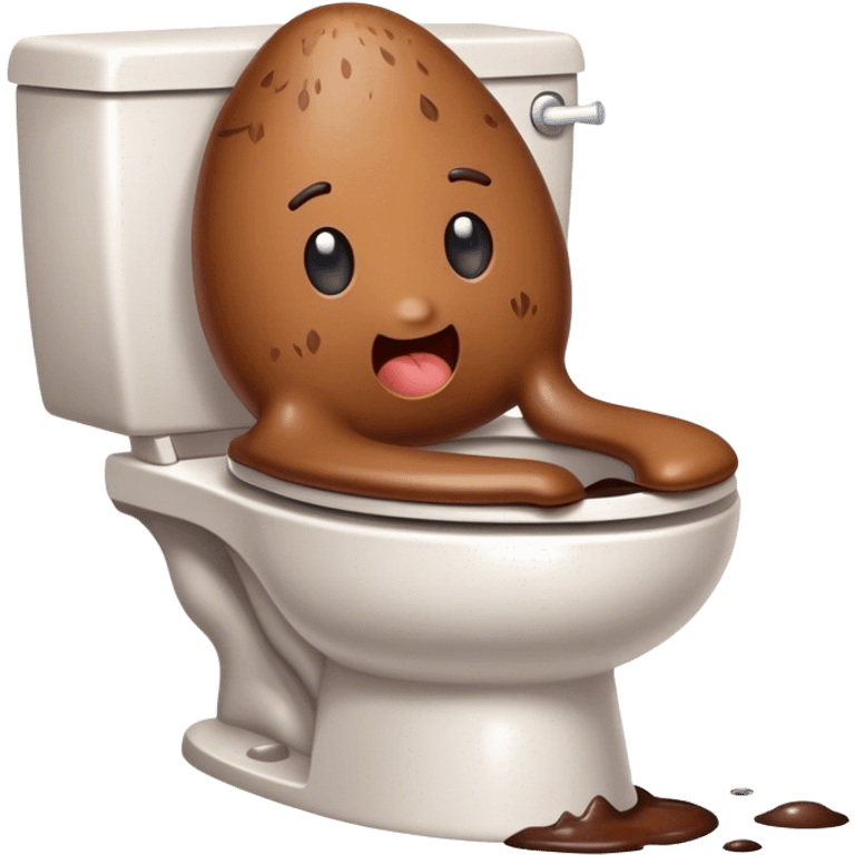 clogged toilet with cute poo emoji