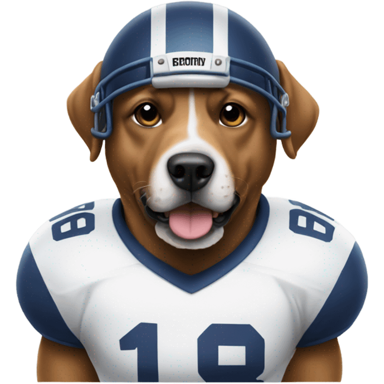 Dog wearing a football  emoji