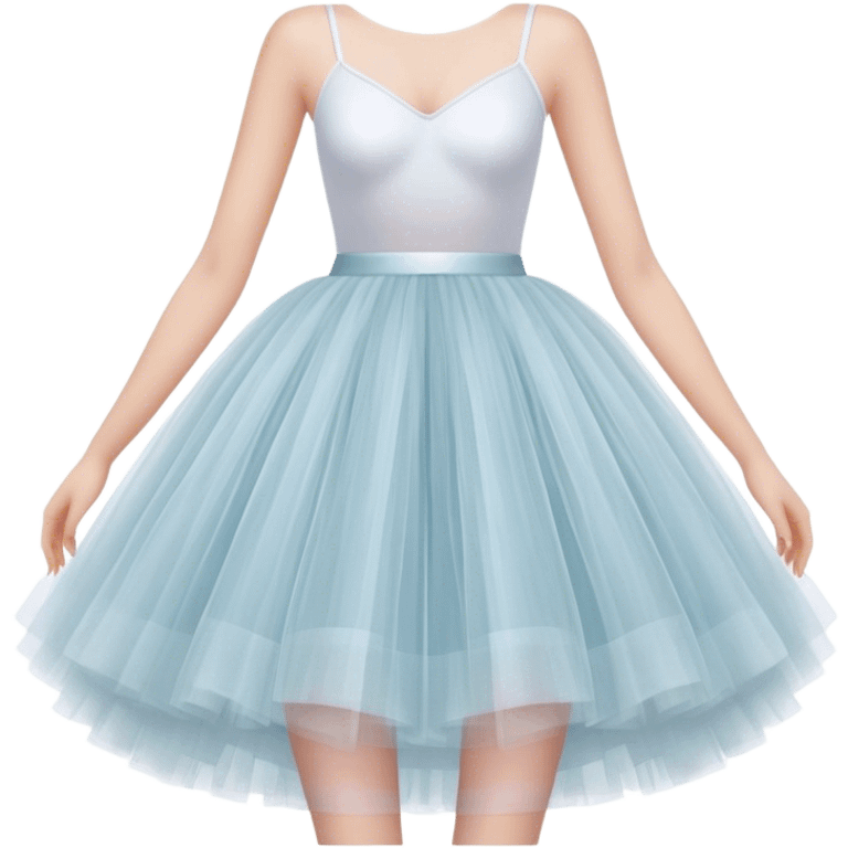 Cinematic Realistic Tutu, layers of fine, soft tulle forming a voluminous and airy skirt, delicate folds catching the light, slightly frayed edges adding authenticity, glowing softly with a warm and ethereal elegance. emoji