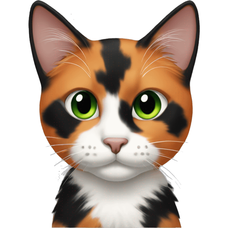 Calico cat with green eyes and orange and black fur emoji