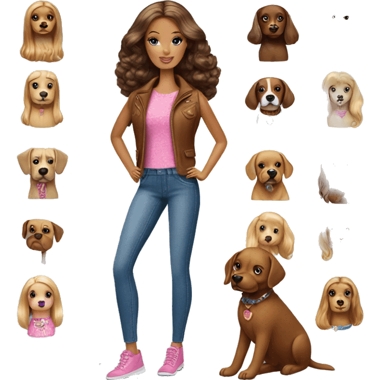 Barbie with brown Dog  emoji