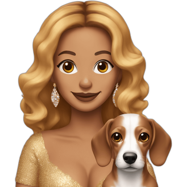 Beyoncé with cream dachshund  emoji