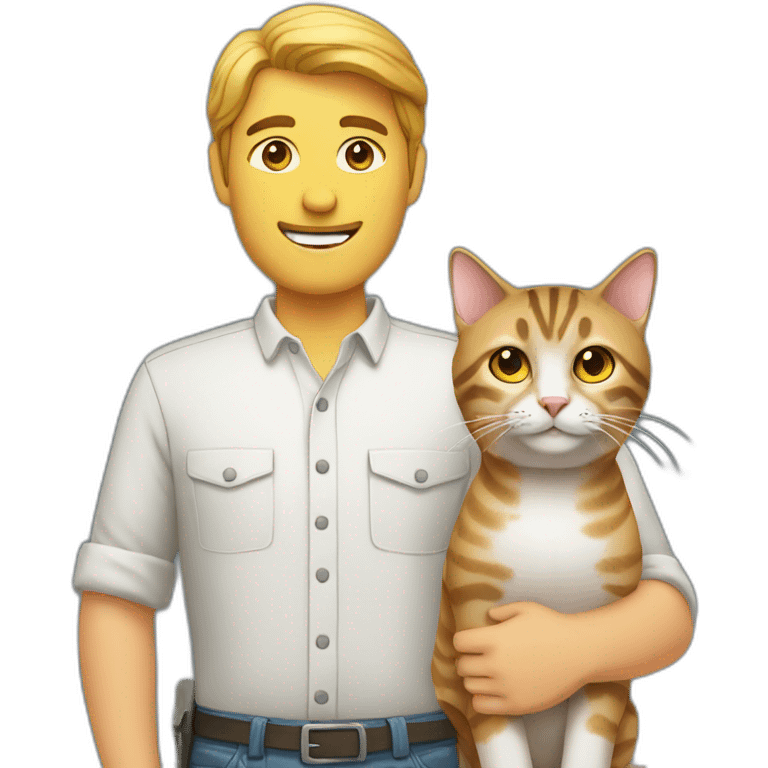 working men with tabby cat emoji