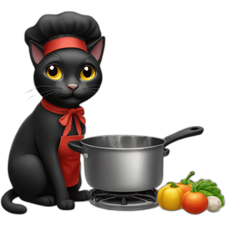 black cat cook emoji