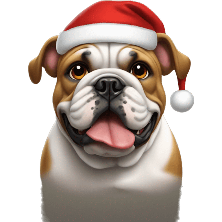 bulldog with Santa hat emoji