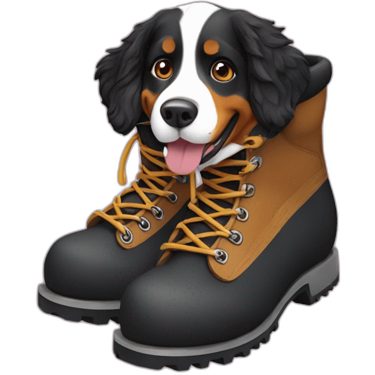 Bernese mountain dog skiing boots emoji