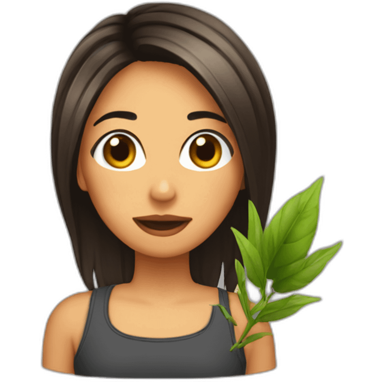 Chica cabello corto abrazando planta  emoji