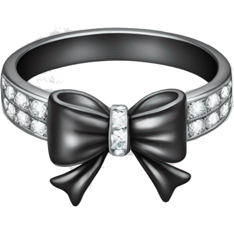 Silver diamond ring with a bow in black  emoji