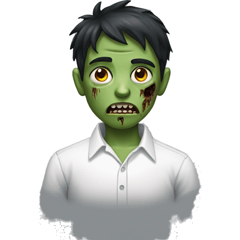 boy zombie with dark hair and white shirt emoji