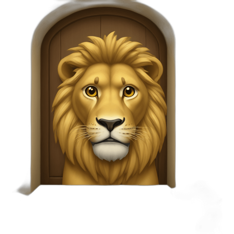 Dos leones frente una puerta emoji