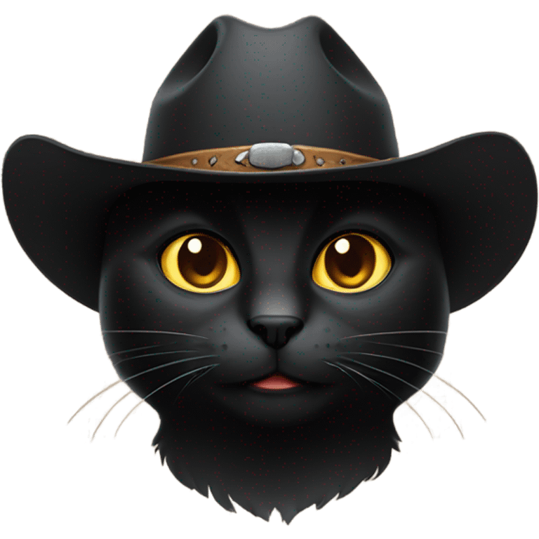 Black cat face with cowboy hat emoji