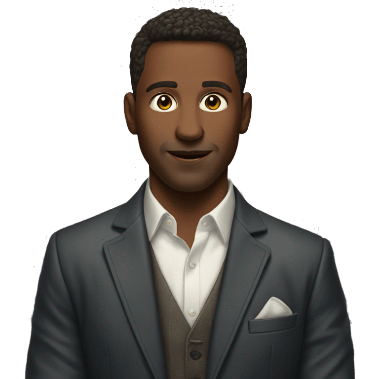 captivating male portrait in jacket with other haircut emoji