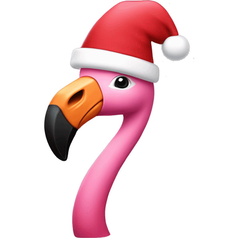 Pink flamingo wearing Santa hat emoji