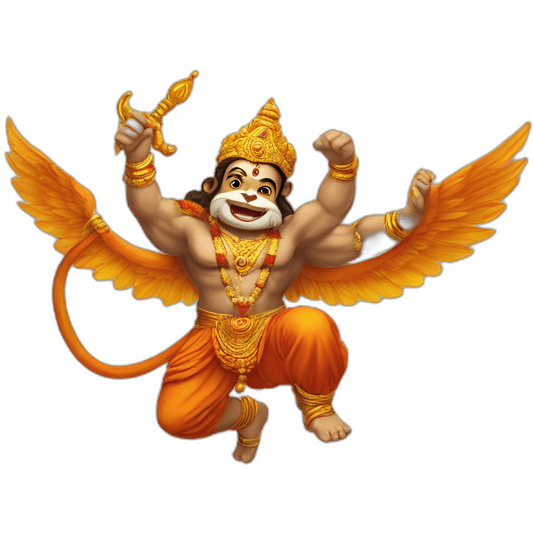 Lord Hanuman flying with sanjivini mountain emoji