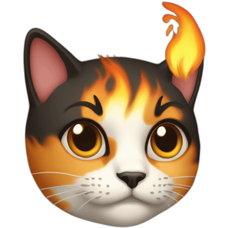 calico cat on fire emoji