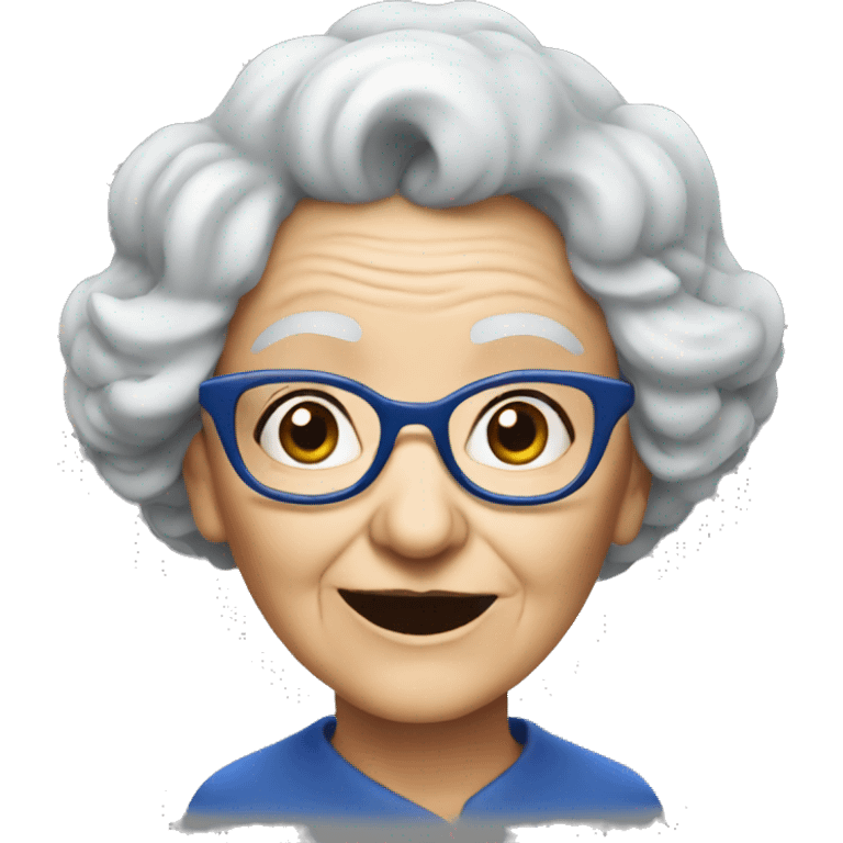 smart granny witch with glasses and blue hat  emoji