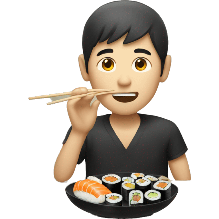 Chinese guy eating sushi  emoji