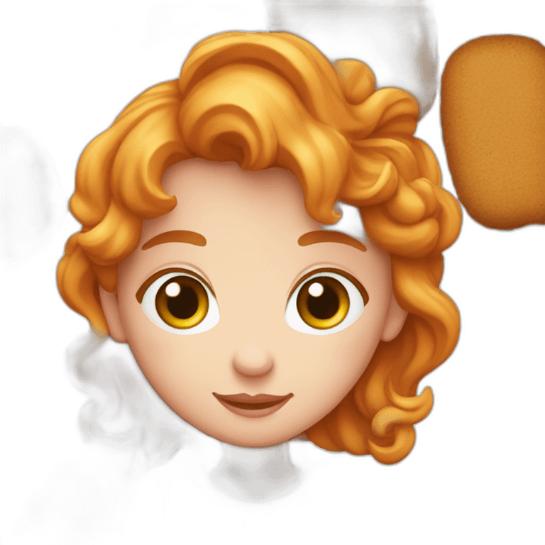 Un garçon amoureux d’une fille rousse qui lui apporte un plat de pâtes emoji