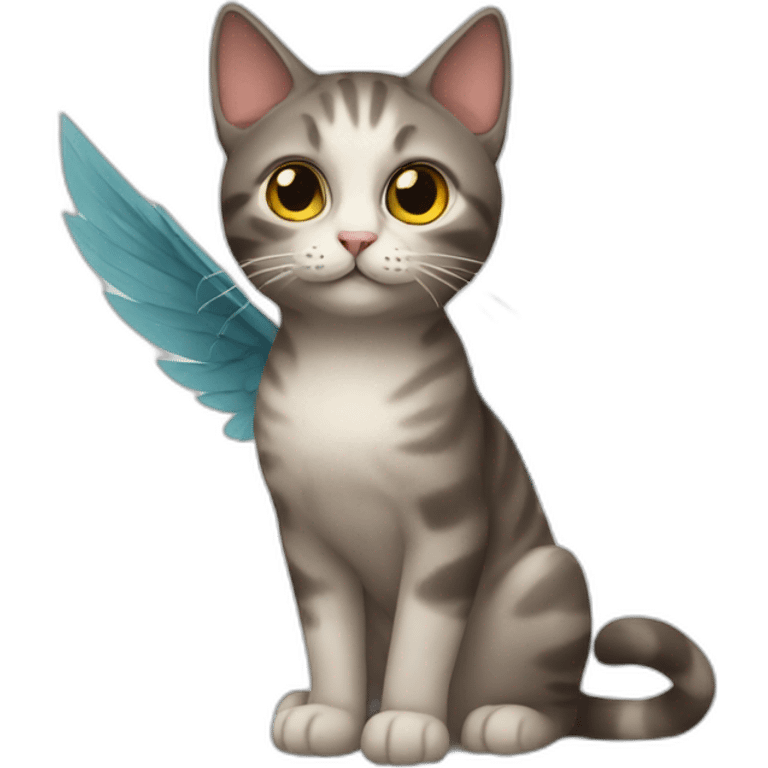 cat with a pair of wing emoji