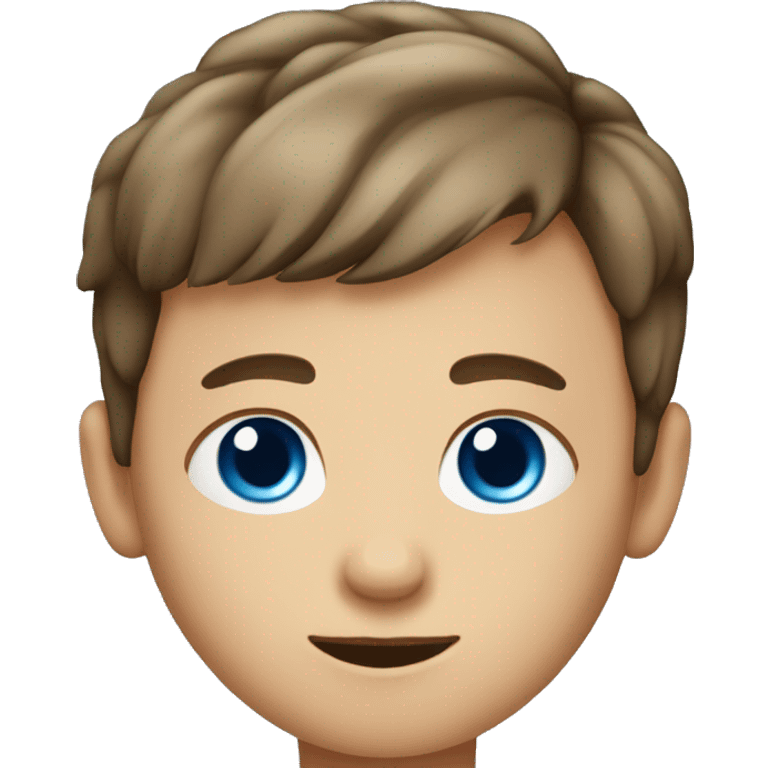 young Boy with blue eyes and short brown hair  emoji