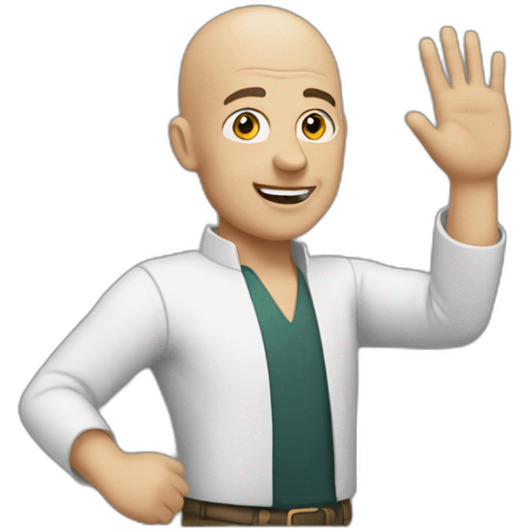 a bald man waving his hand emoji