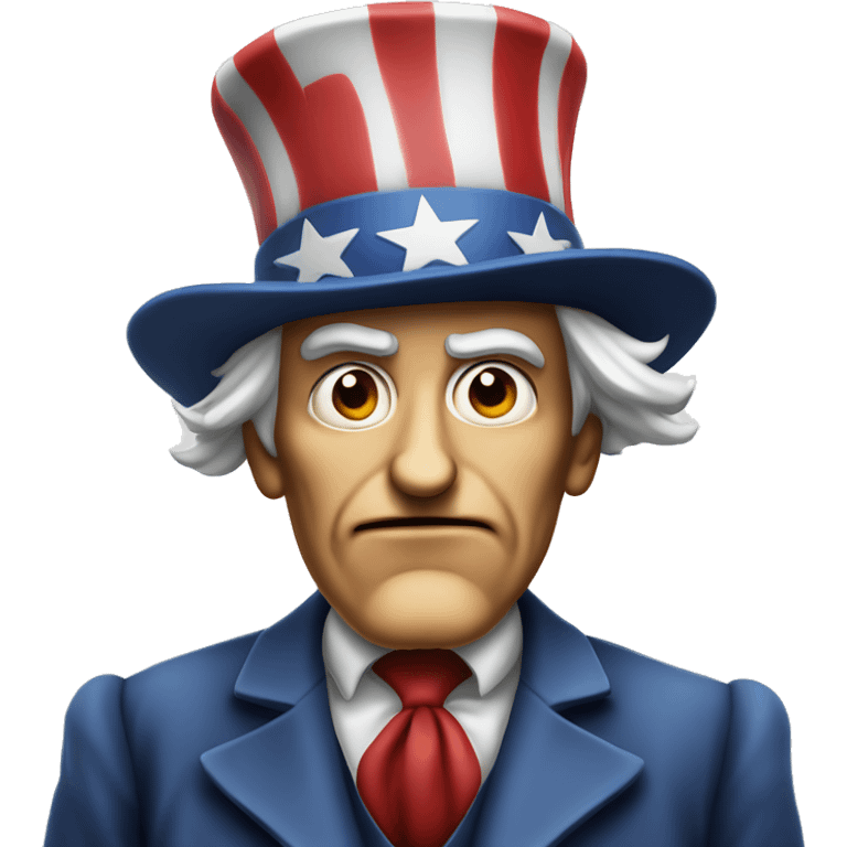 Uncle Sam with pitiful eyes up to his waist photorealistic serious emoji