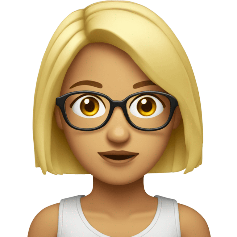 chica rubia con lentes  emoji