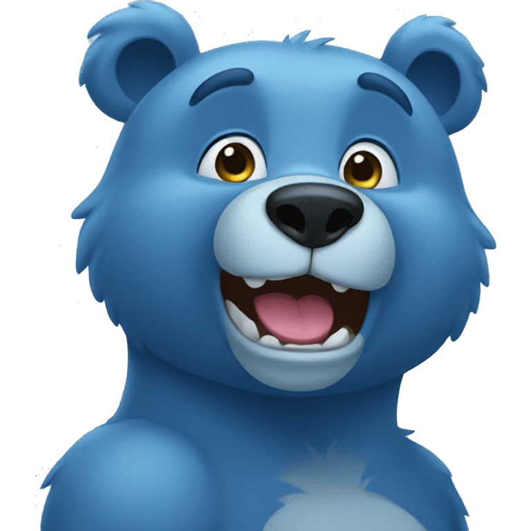 Blue bear making an amazing face  emoji