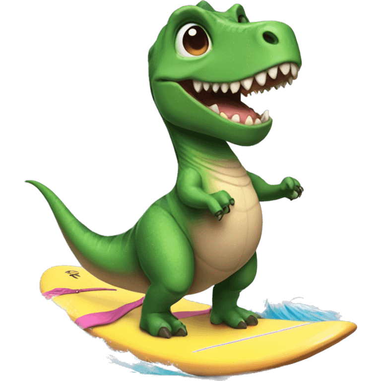 Dinosaur with tutu on a surf board  emoji