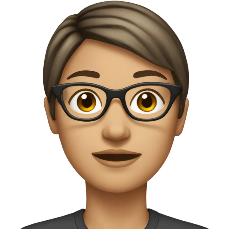 brunnete girl with short hair wearing glasses emoji