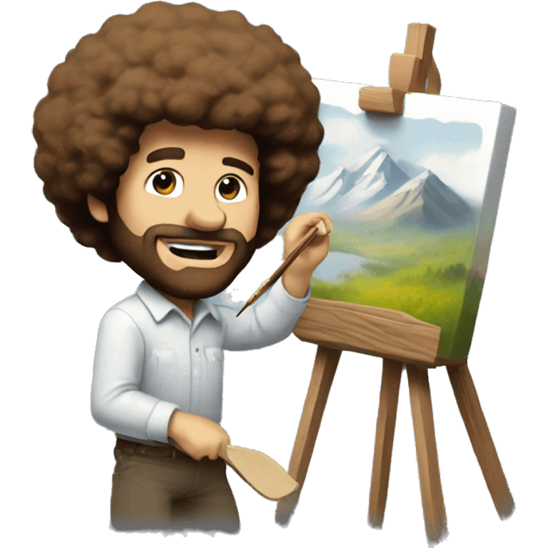 Bob Ross drawing a painting emoji