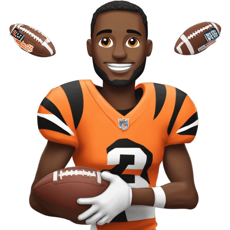 Bengals wide receiver Jamar chase holding a football emoji