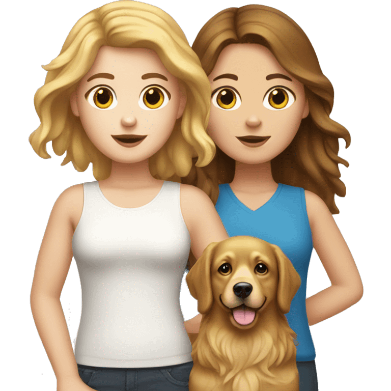 white girl with brown hair with golden retriever emoji