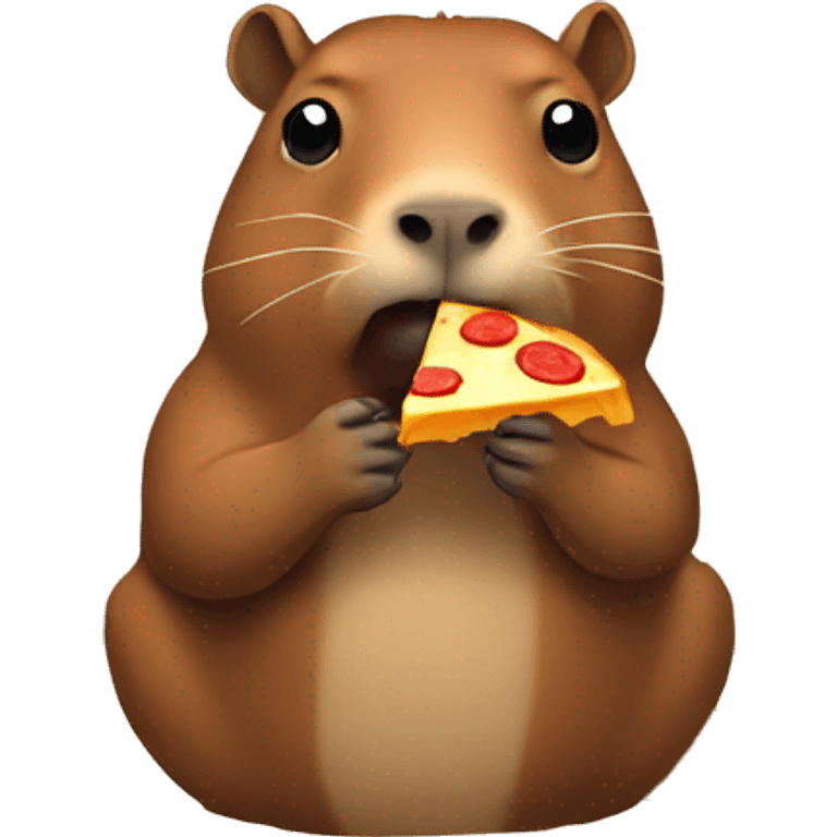 Capibara eating pizza emoji