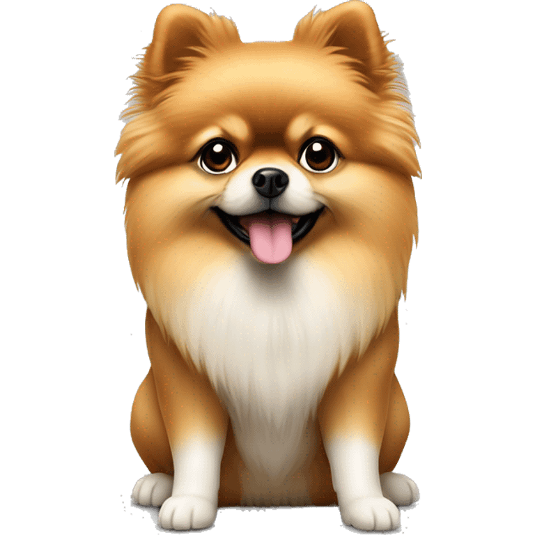 En vit liten pomeranian utklädd till tomten  emoji