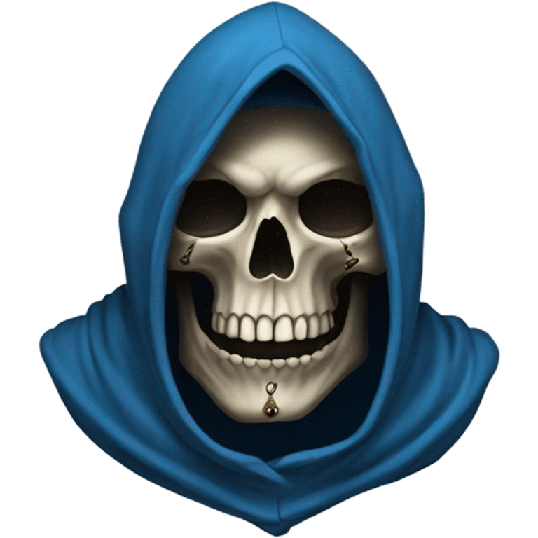 skull wearing blue hood and cloak emoji