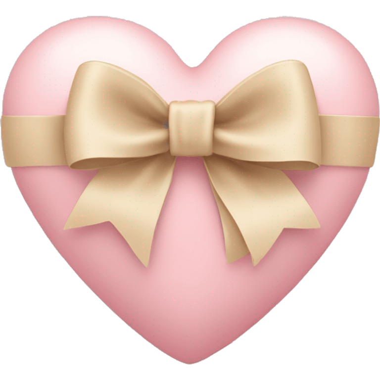 Light pink heart with beige bow around it  emoji