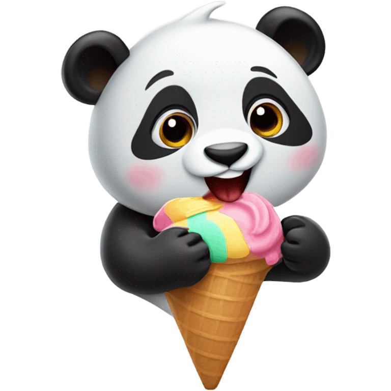 Panda eating ice cream emoji