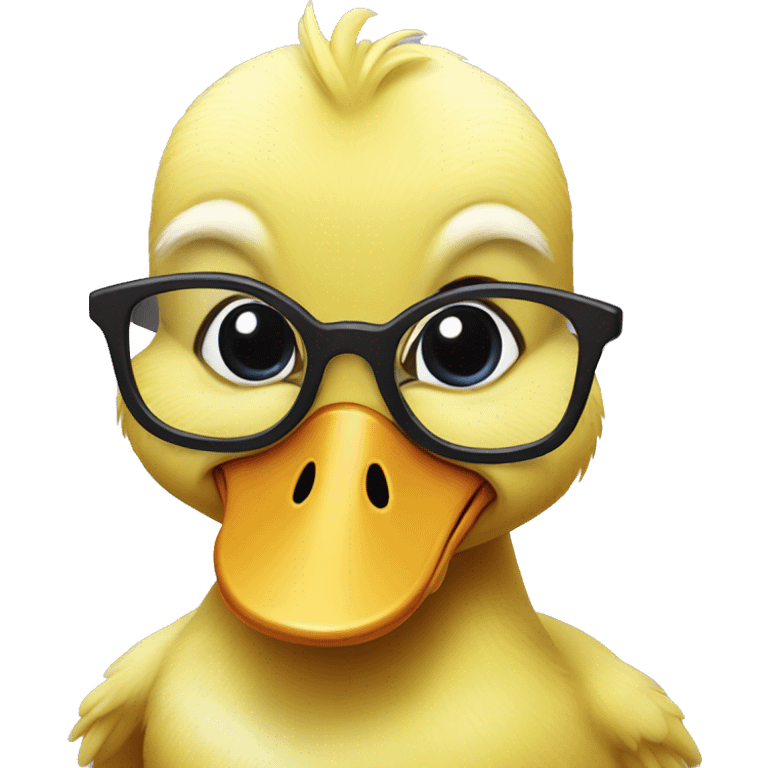 Baby duck with glasses emoji