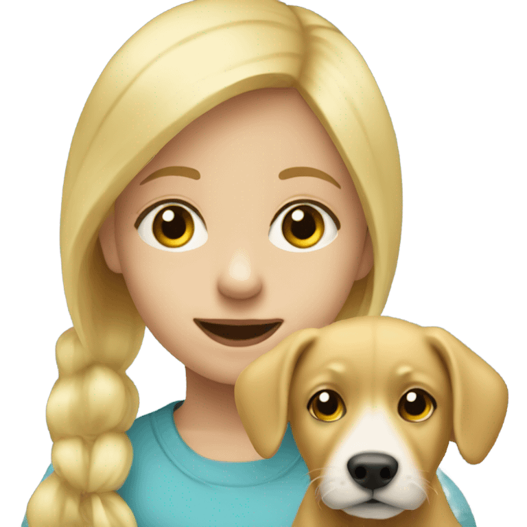 blond child with photo of dog emoji